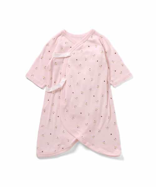 ベビ-長袖フライスコンビ肌着　総柄