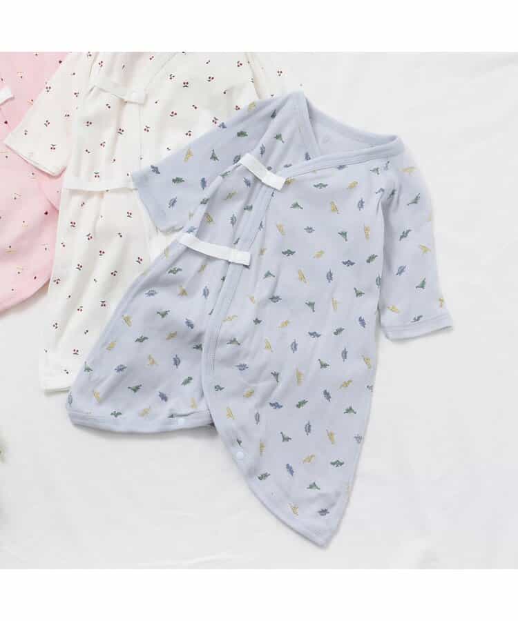 ベビ-長袖フライスコンビ肌着　総柄