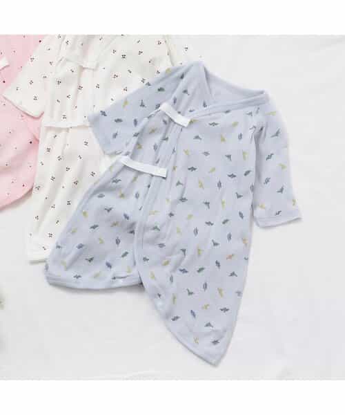 ベビ-長袖フライスコンビ肌着　総柄