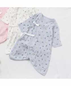 ベビ-長袖フライスコンビ肌着　総柄