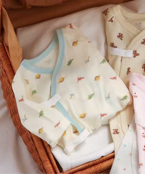 ベビー長袖フライスコンビ肌着　総柄