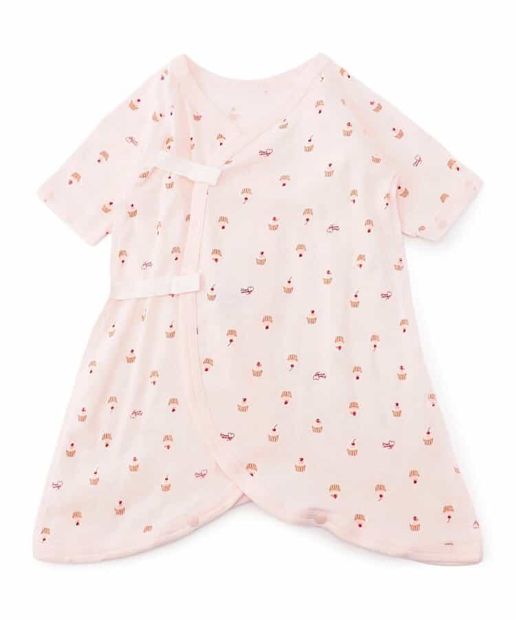 ベビー長袖フライスコンビ肌着　総柄