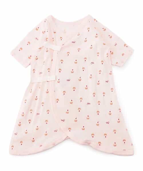 ベビー長袖フライスコンビ肌着　総柄