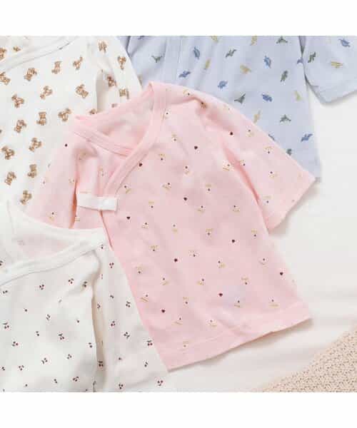 ベビー半袖フライス短肌着　総柄