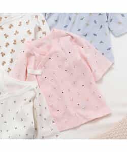 ベビー半袖フライス短肌着　総柄