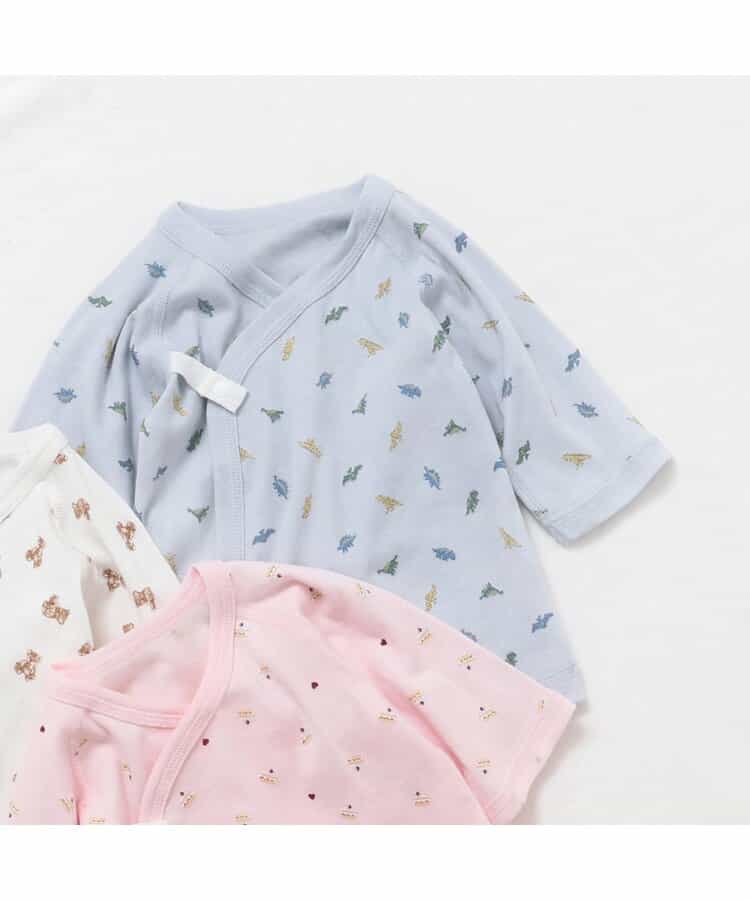 ベビー半袖フライス短肌着　総柄