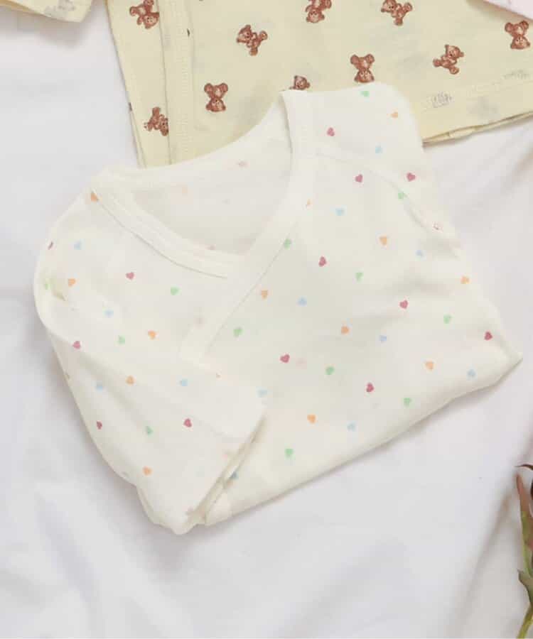 ベビー半袖フライス短肌着　総柄