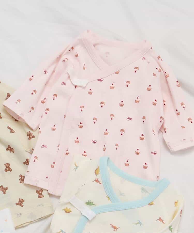 ベビー半袖フライス短肌着　総柄