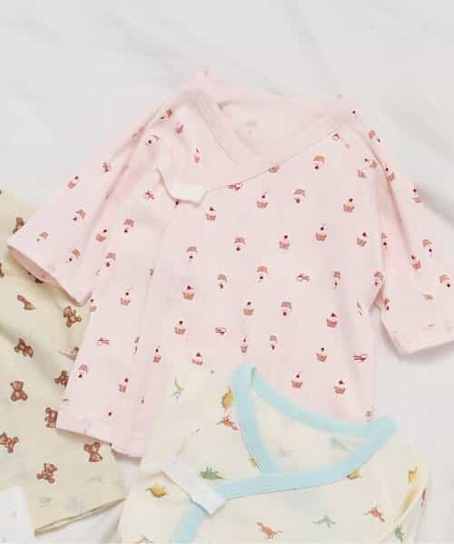 ベビー半袖フライス短肌着　総柄