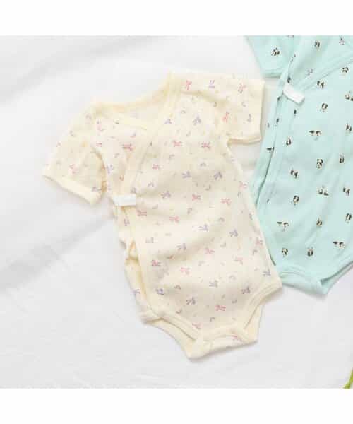 ベビー半袖フライスボディ肌着　総柄