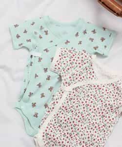 ベビー半袖フライスボディ肌着 総柄