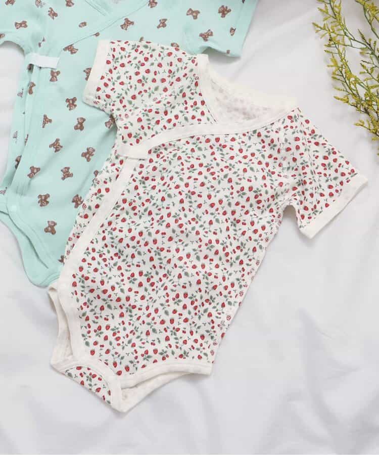 ベビー半袖フライスボディ肌着 総柄
