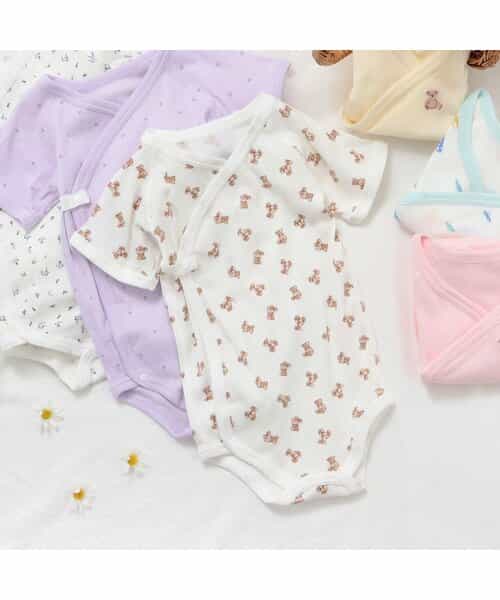 ベビー半袖リブボディ肌着　総柄・ワンポイント