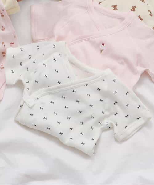 ベビー半袖リブボディ肌着　ワンポイント・総柄