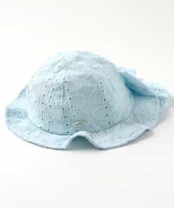 リボン付きレースベビー帽子_UVカット
