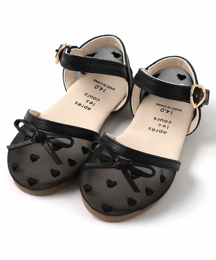 ハート刺繍メッシュサンダル