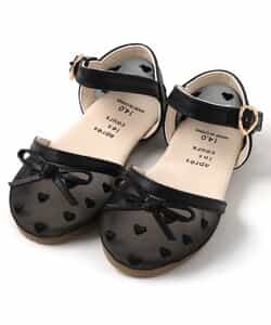 ハート刺繍メッシュサンダル