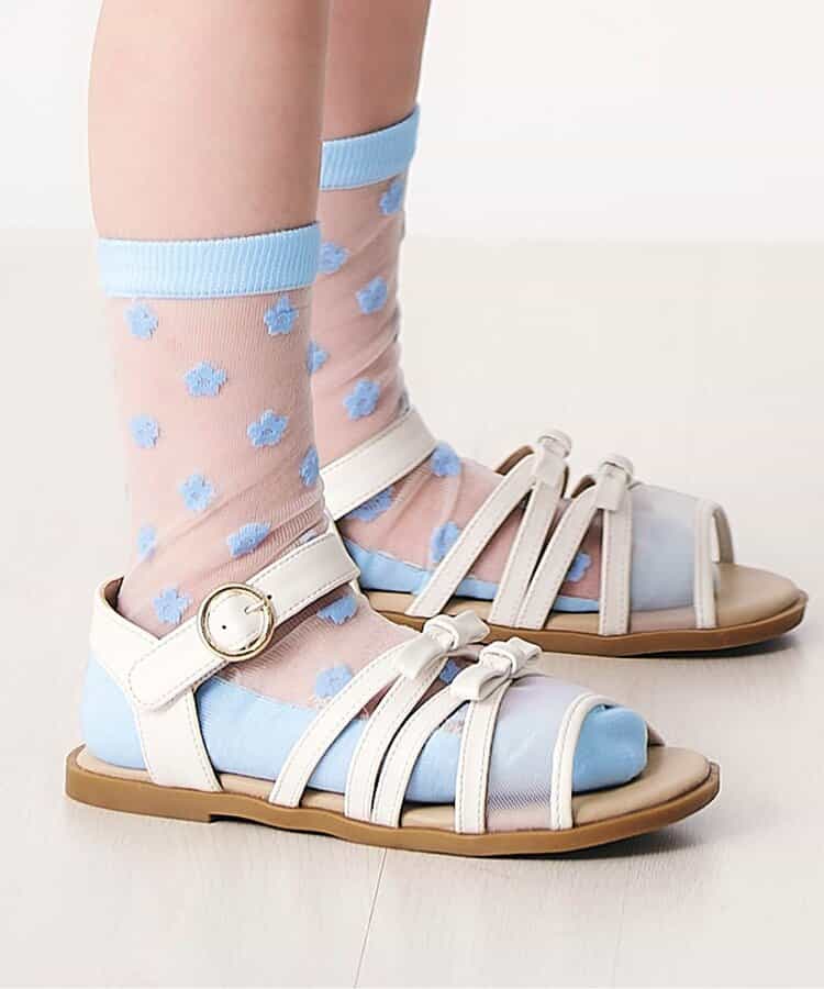 3P対象 ハート・花柄シアーソックス