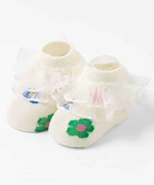 ☆4/28(火)お昼12:59まで3点10％OFF☆フリル総柄ベビーソックス