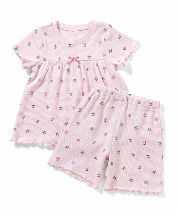 ハート・サクランボ・レモン柄ワッフルパジャマ