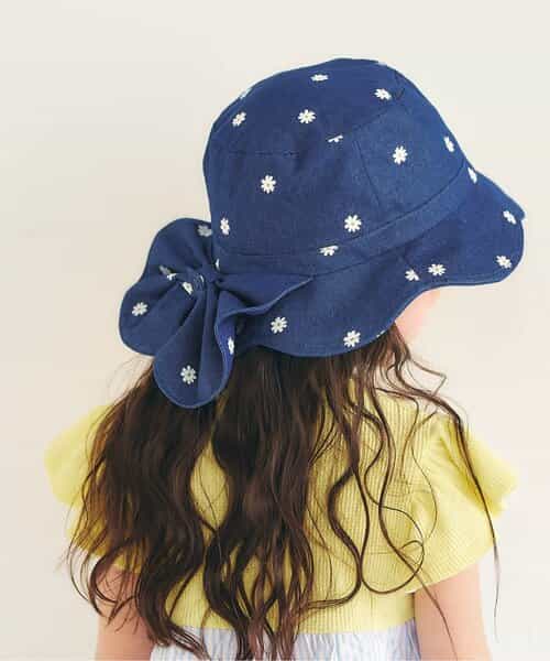 日よけリボン付きスカラップハット_UVカット_接触冷感
