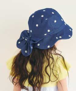 日よけリボン付きスカラップハット_UVカット_接触冷感