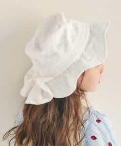 日よけリボン付きスカラップハット_UVカット_接触冷感