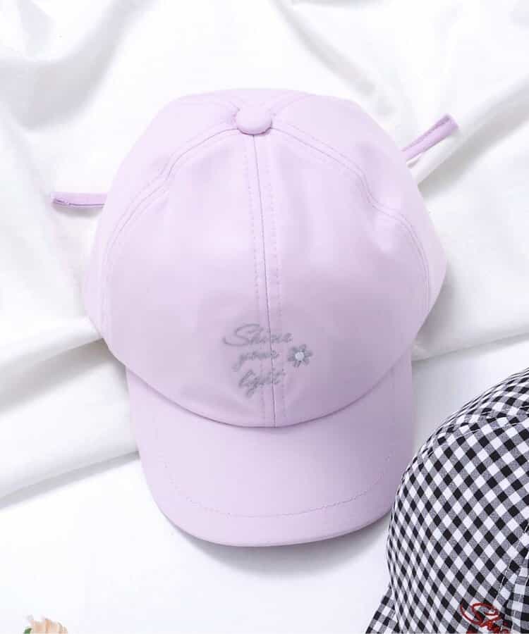 後ろリボンロゴ刺繍キャップ_UVカット_接触冷感