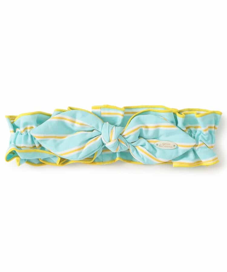 チェック・ストライプ柄配色レースベビーヘアバンド