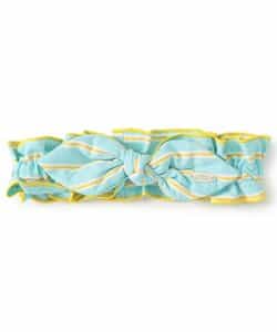 チェック・ストライプ柄配色レースベビーヘアバンド