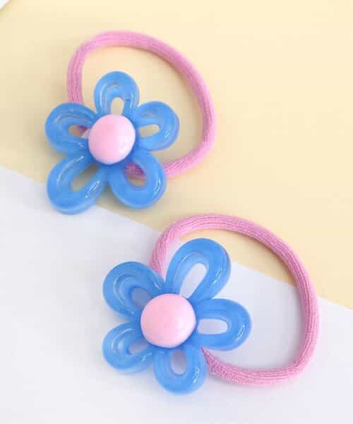 クリアフラワーヘアゴム2個セット