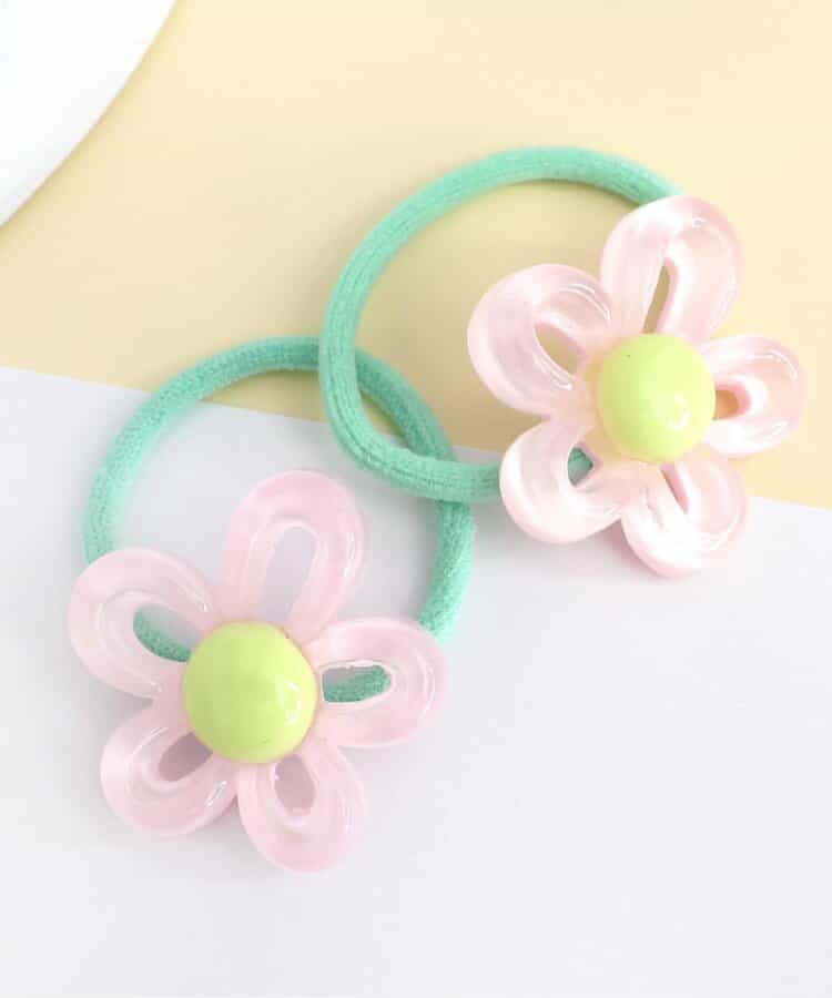 クリアフラワーヘアゴム2個セット