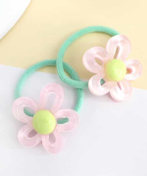 クリアフラワーヘアゴム2個セット