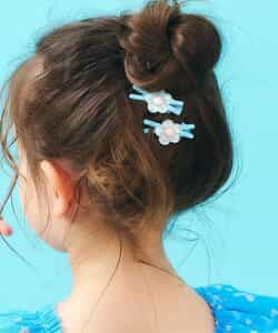 クリアお花・リボンヘアクリップ２個セット