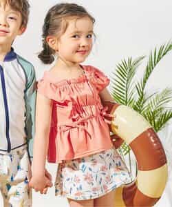 ☆SALE☆レモン・花柄シャーリングセパレート水着（V276065
