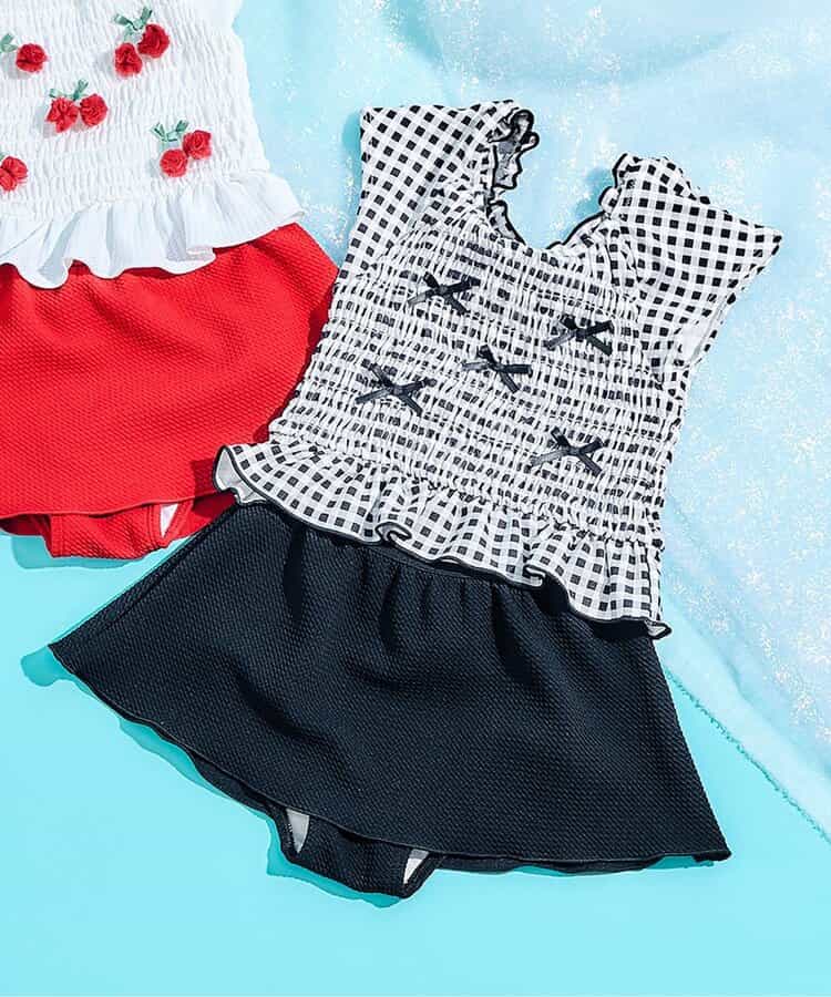 ★SALE★リボン・さくらんぼモチーフシャーリングセパレート水着