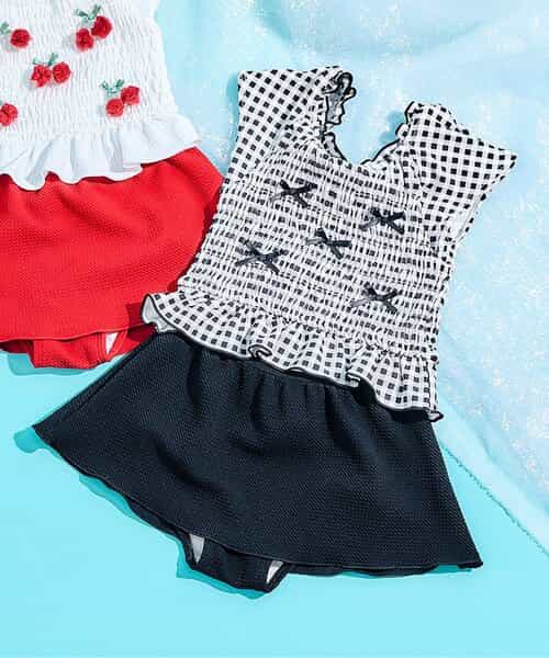 ★SALE★リボン・さくらんぼモチーフシャーリングセパレート水着