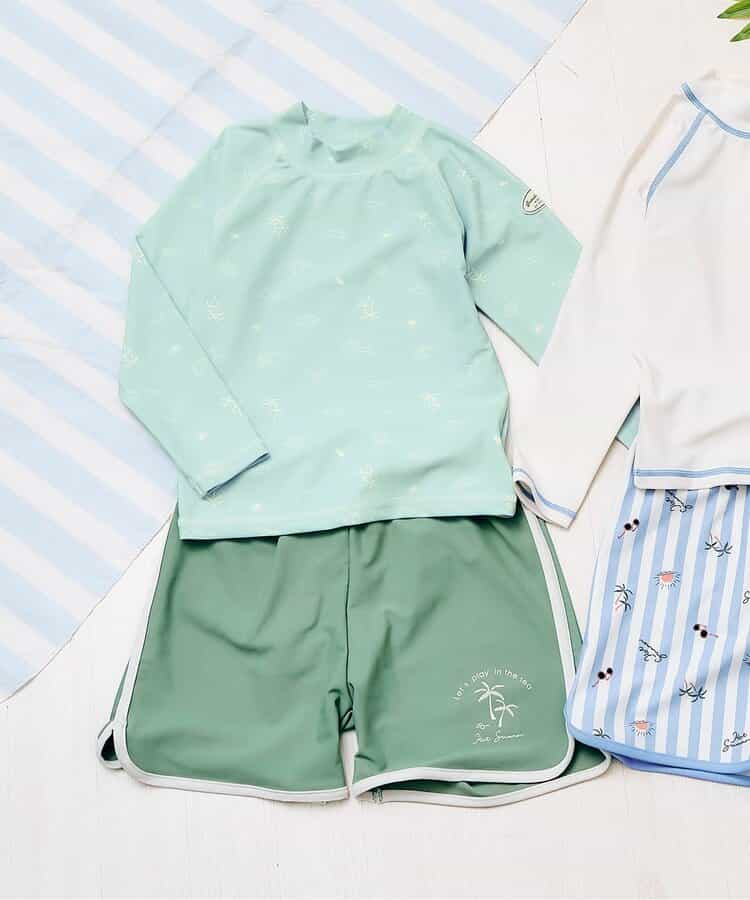 ★SALE★きょうりゅう・ストライプラッシュガード付きボクサー水着