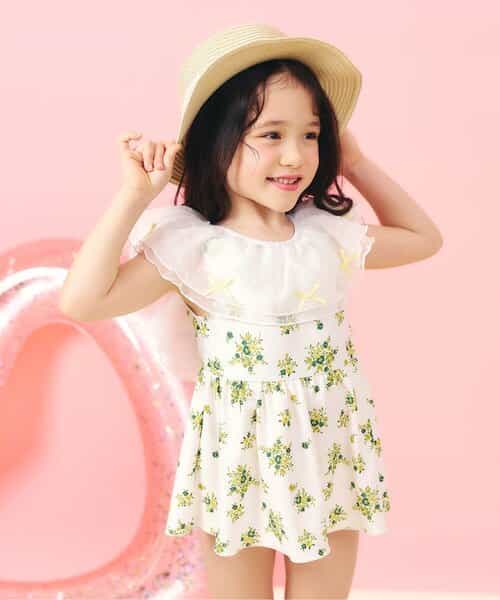 ★予約★レース・花柄シアーフリルワンピース水着