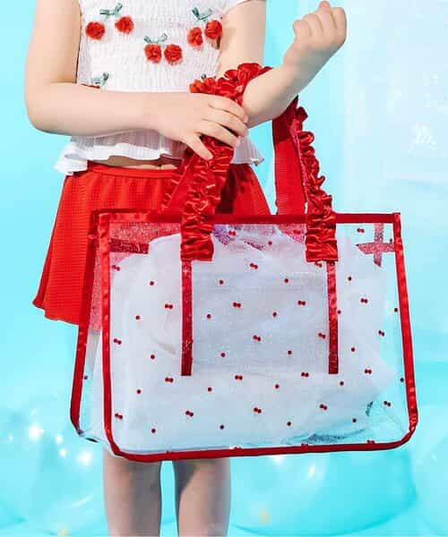 ★SALE★さくらんぼ・ハート柄フリルスイムバッグ