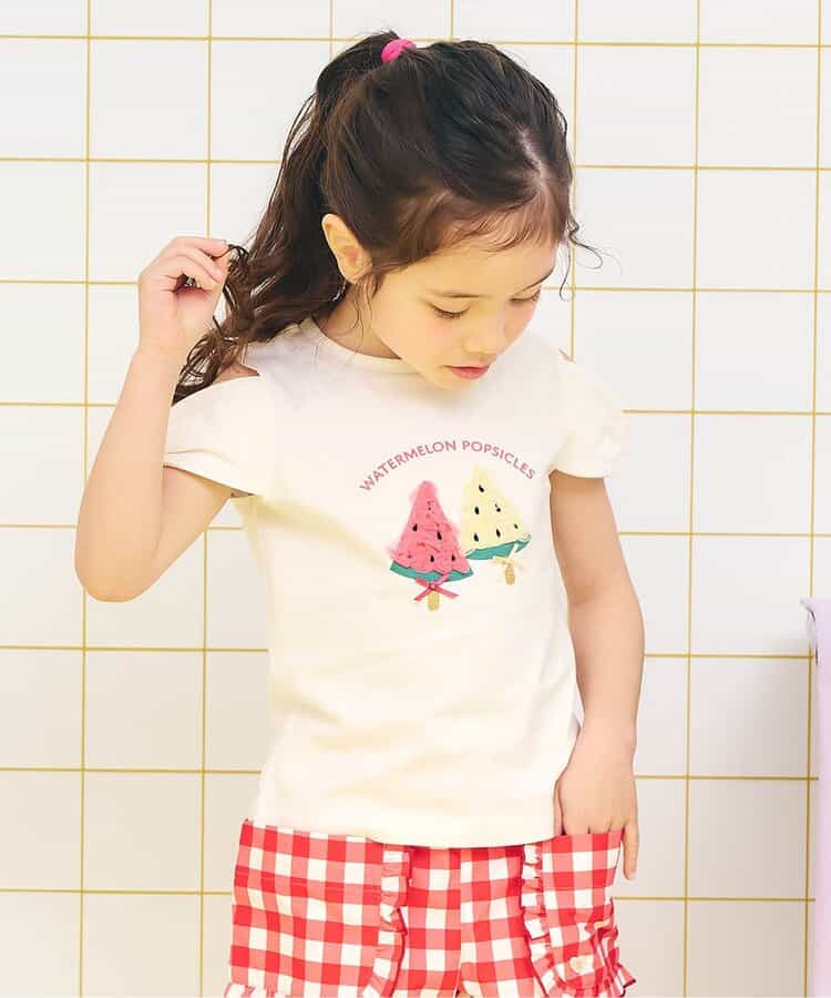 ☆4/28(火)お昼12:59まで3点10％OFF☆リボンオフショルサマーモチーフTシャツ