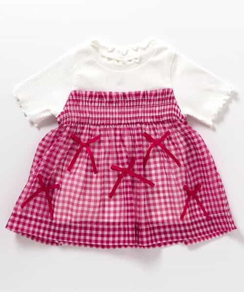 シアーギンガムシャーリングリボントップス