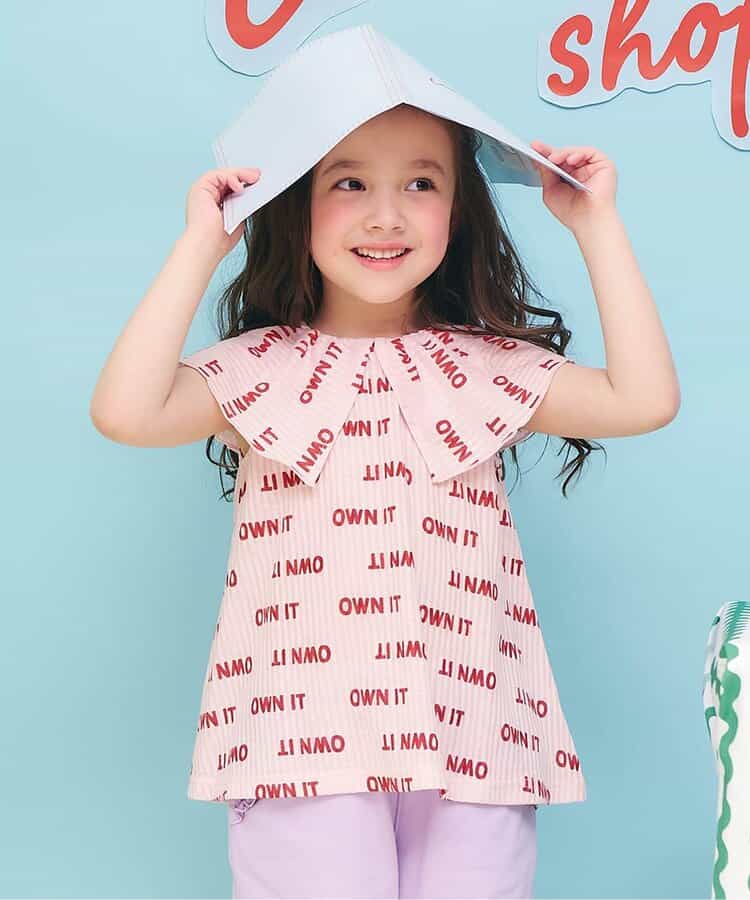 総柄カットサッカー襟付きトップス  吸水速乾