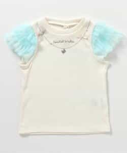 ネックレス風チュールスリーブTシャツ
