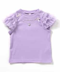 ネックレス風チュールスリーブTシャツ