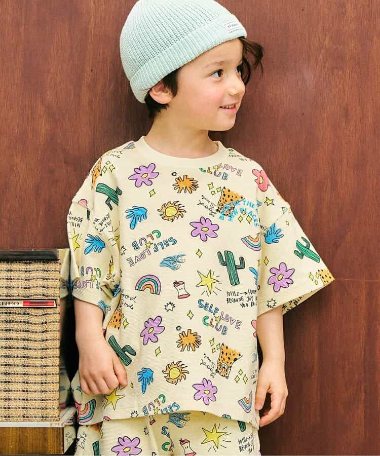 ☆4/28(火)お昼12:59まで3点10％OFF☆アソート総柄配色ステッチTシャツ