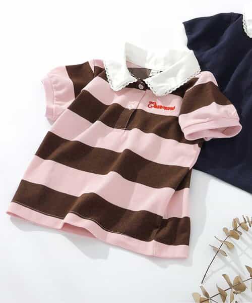 襟レースひんやりポロシャツ  接触冷感