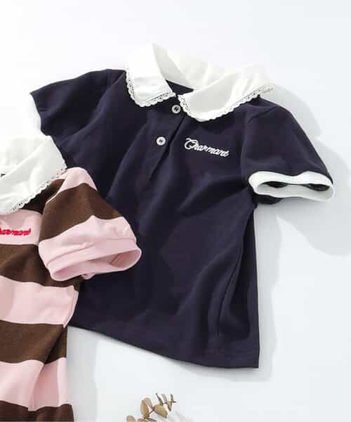 襟レースひんやりポロシャツ  接触冷感