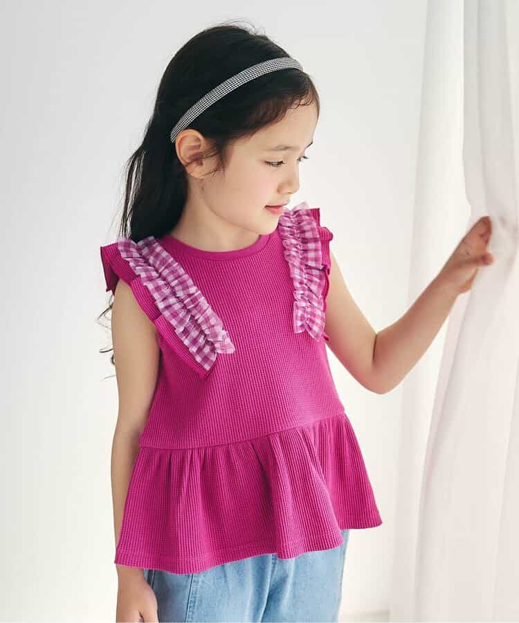 ☆4/28(火)お昼12:59まで3点10％OFF☆WEB限定 ワッフルフリルチュールトップス