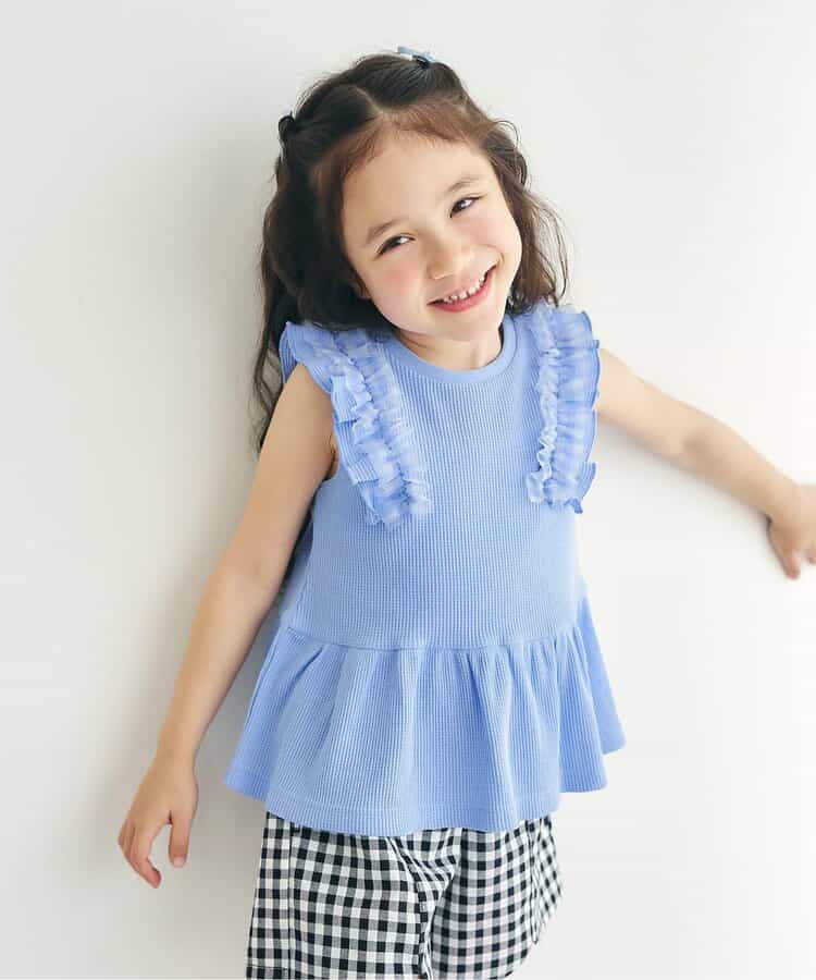 ☆4/28(火)お昼12:59まで3点10％OFF☆WEB限定 ワッフルフリルチュールトップス